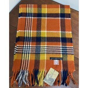 Peruvian Connection 100% Baby Alpaca Sunset Plaid Fringe Scarf‎ Made in Peru NEW